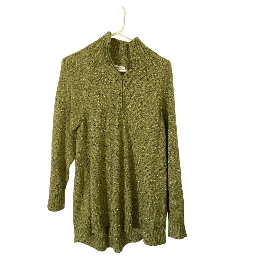 Coldwater Creek Sweater Women's Size Large Green Tweed Cardigan